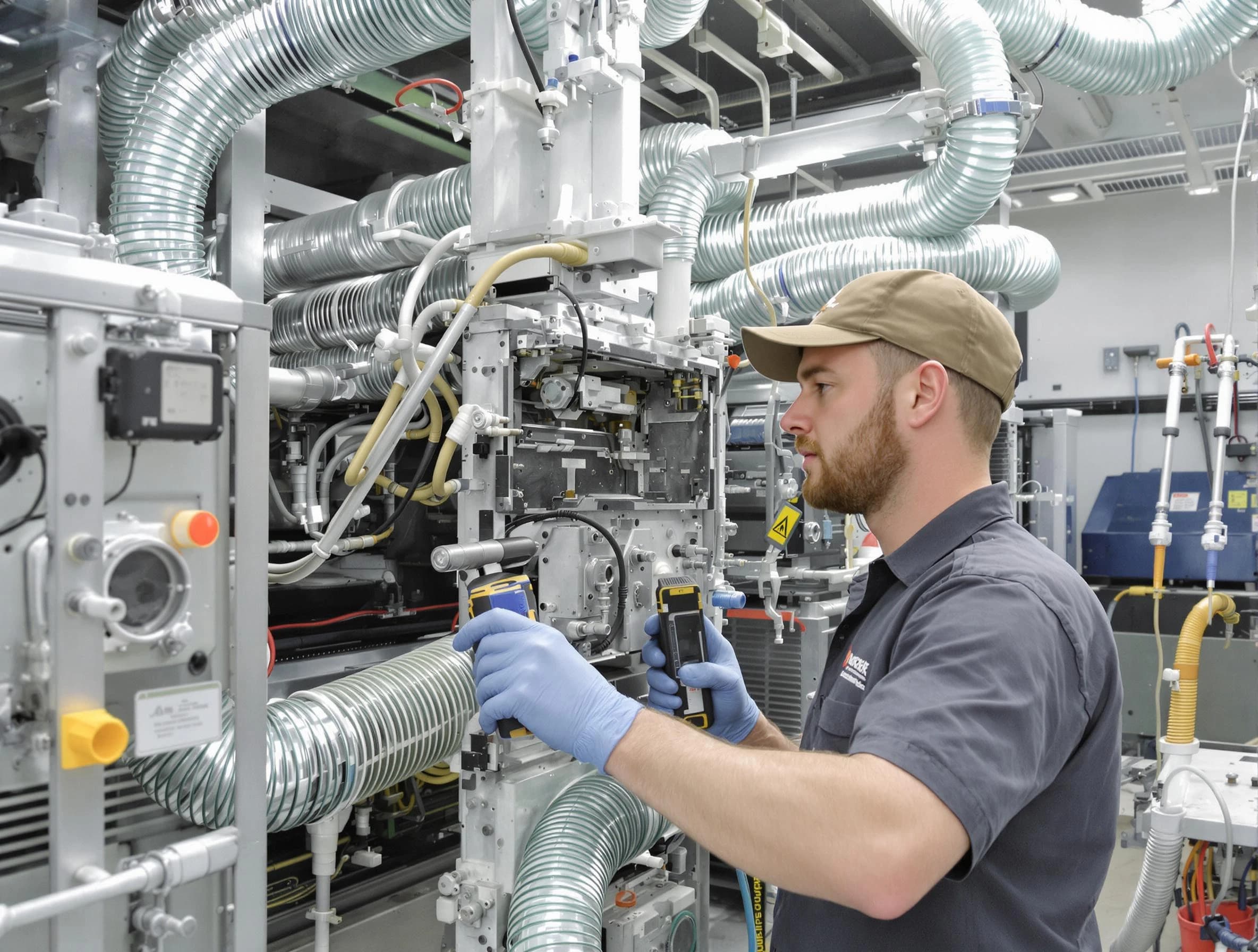 Stone Mountain Air Duct Cleaning technician performing precision commercial coil cleaning at a business facility in Stone Mountain