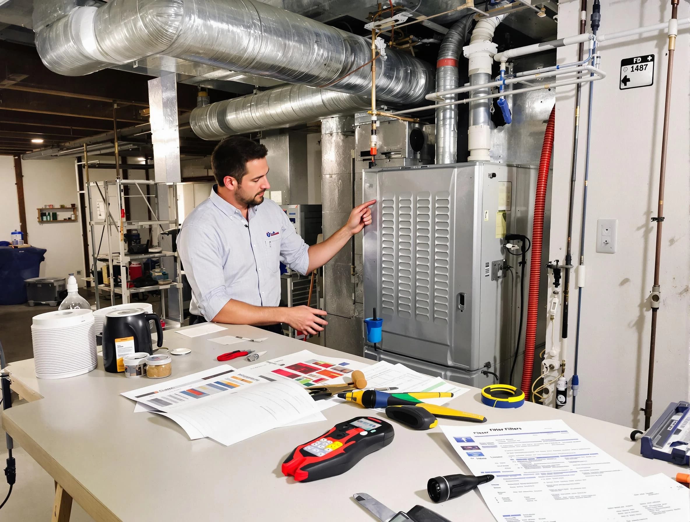 Stone Mountain Air Duct Cleaning inspector conducting detailed filter system evaluation using professional diagnostic tools in Stone Mountain