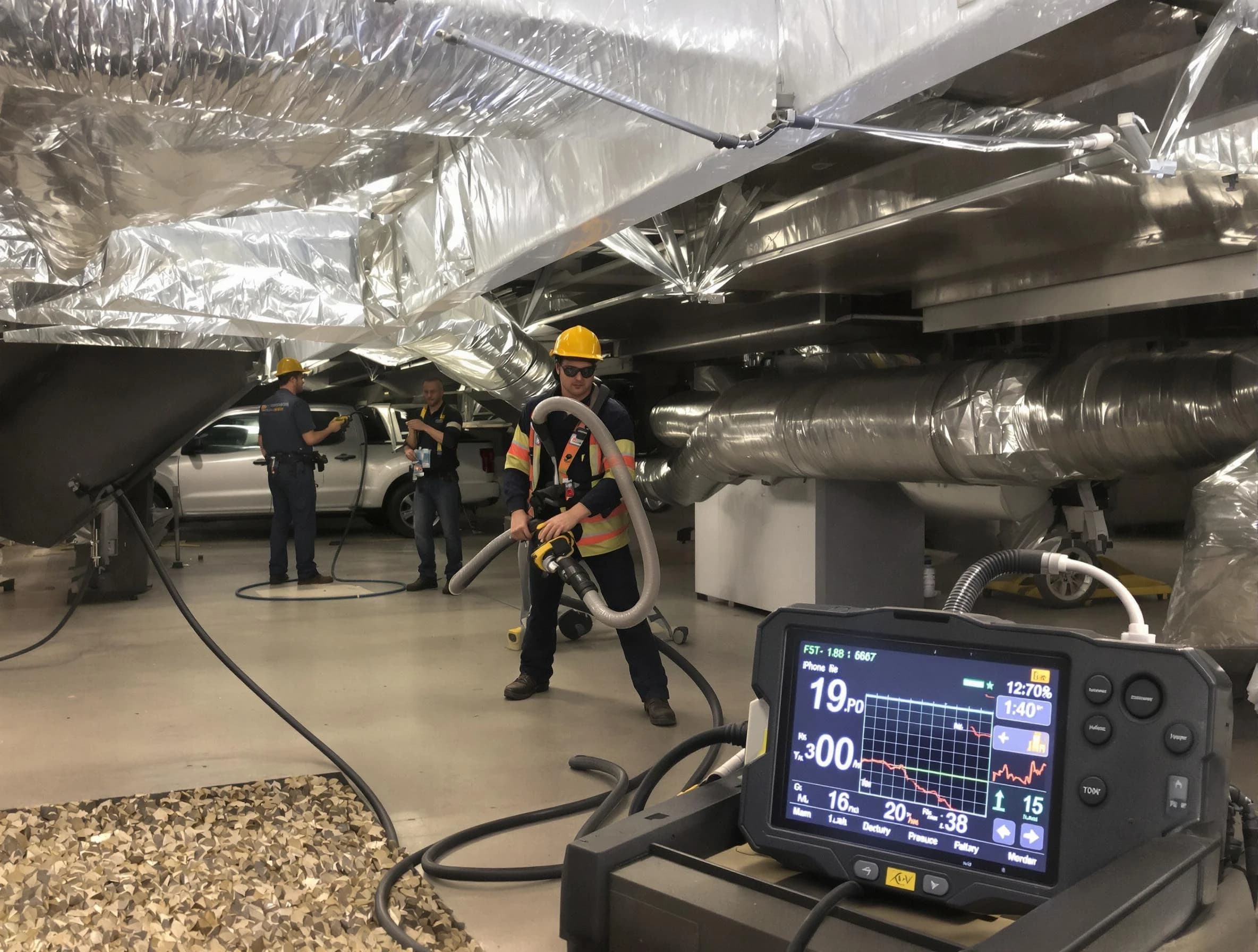 Professional negative pressure duct cleaning by Stone Mountain Air Duct Cleaning in Stone Mountain