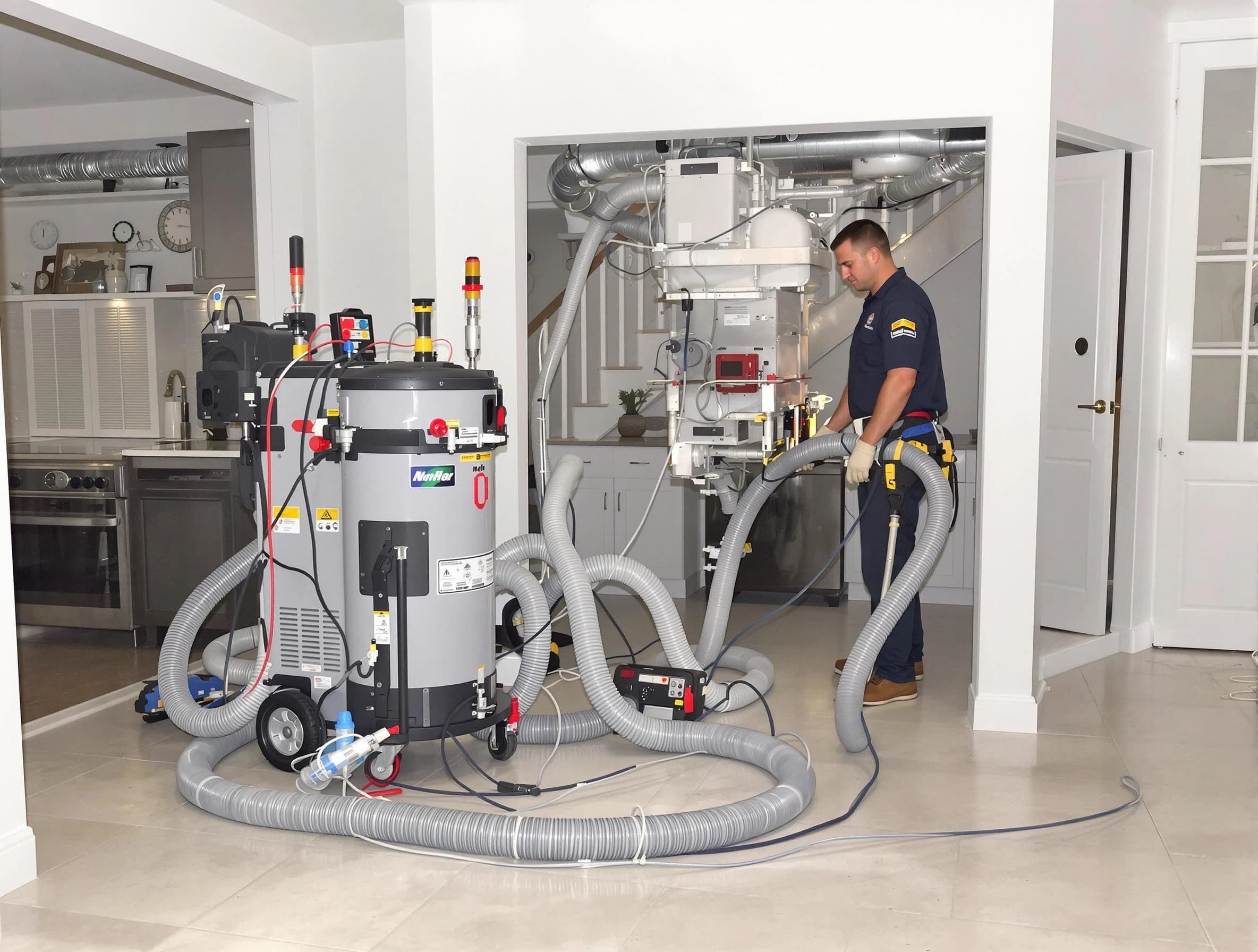 Stone Mountain Air Duct Cleaning technician operating negative pressure cleaning equipment for thorough duct maintenance in Stone Mountain