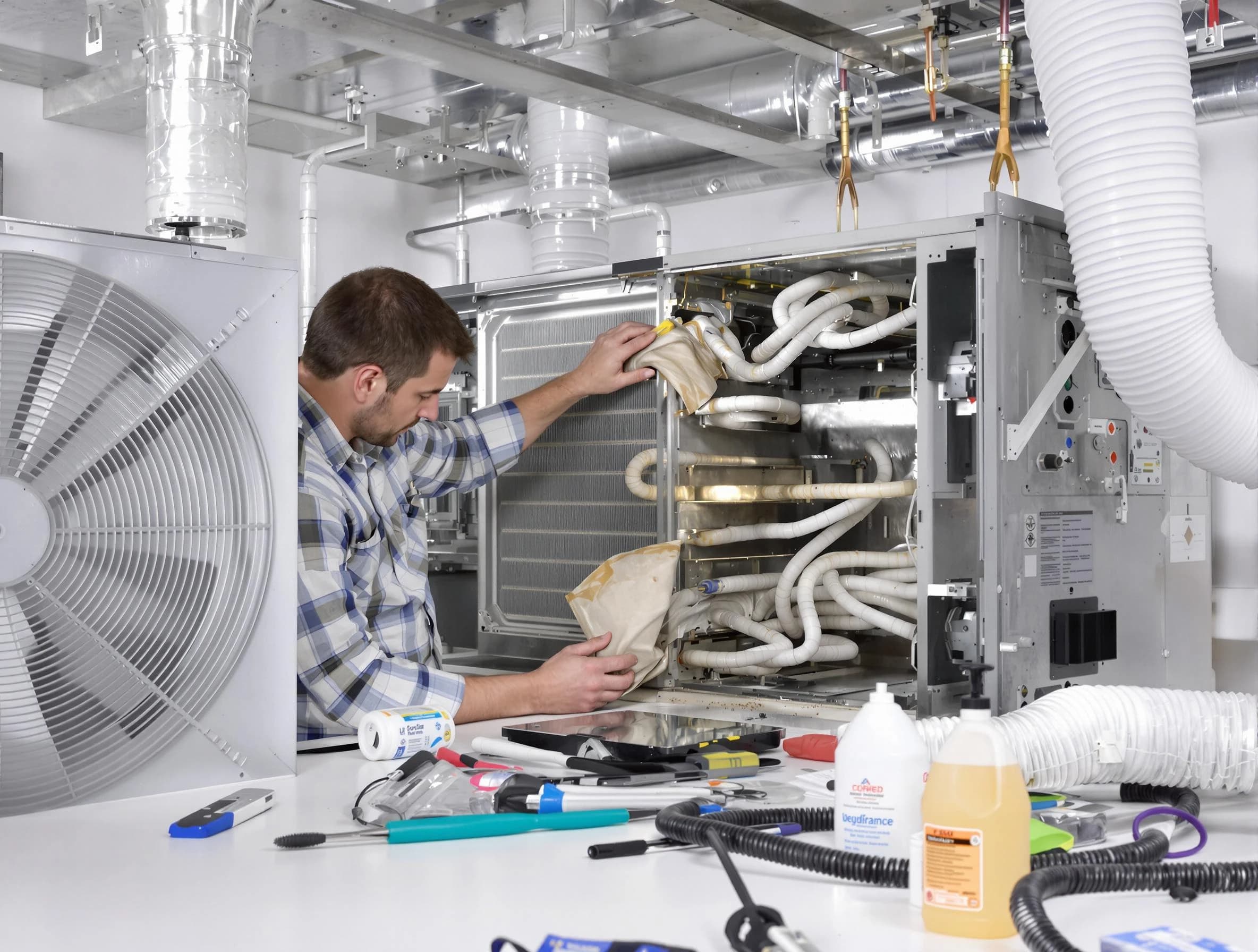 Stone Mountain Air Duct Cleaning specialist performing precision AC coil cleaning in Stone Mountain