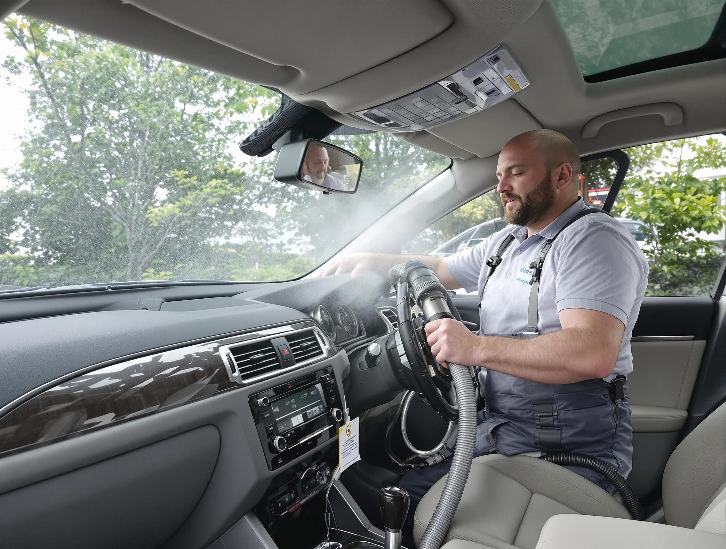 Stone Mountain Air Duct Cleaning specialist performing professional car duct cleaning in Stone Mountain