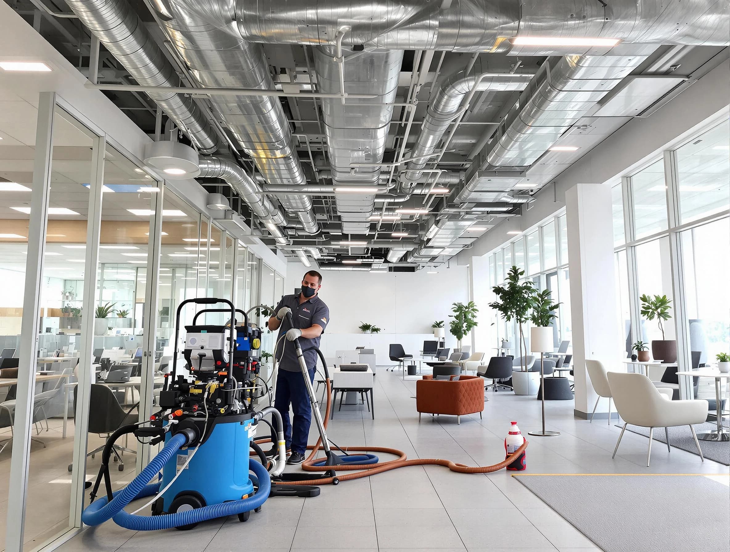 Stone Mountain Air Duct Cleaning team conducting comprehensive commercial duct cleaning at a business location in Stone Mountain