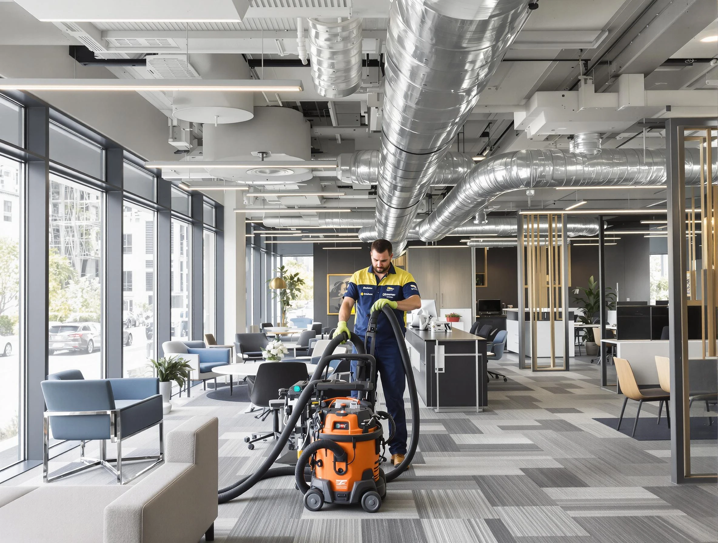 Stone Mountain Air Duct Cleaning team performing thorough commercial duct cleaning at a Stone Mountain business center